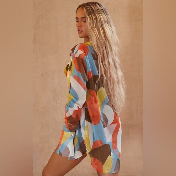 PrettyLittleThing Other - Pretty Little Thing swimsuit coverup. Beachy retro long sleeve button down.